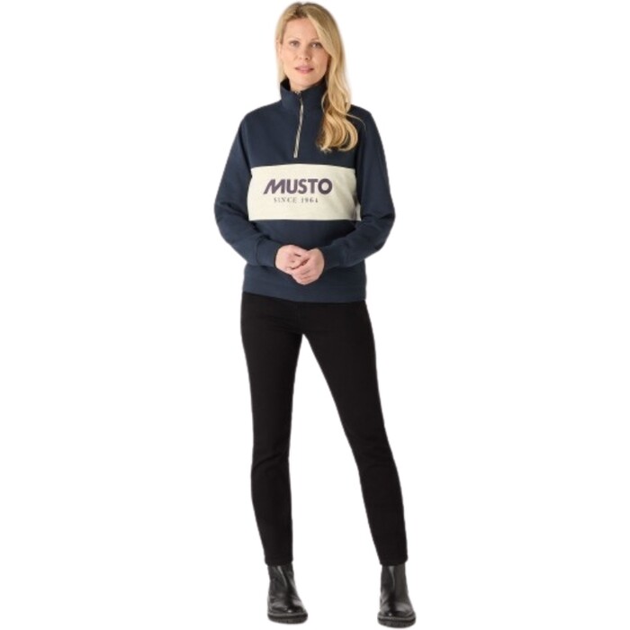 Musto Mujer Navy 2024 Sudadera 1/2 Cremallera 85021 - / Oat